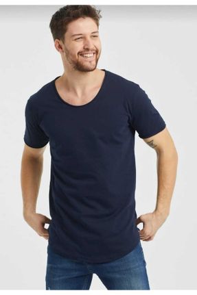 تی شرت سرمه ای مردانه اسلیم فیت یقه گرد تکی پوشاک ورزشی کد 670420250