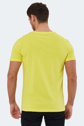 تی شرت زرد مردانه رگولار یقه گرد تکی کد 669414456