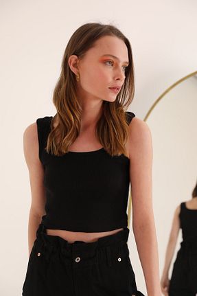 بلوز مشکی زنانه ساده Kaktüs Moda - کد 669802556