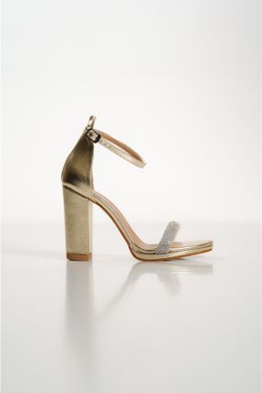 کفش مجلسی طلائی زنانه پاشنه بلند ( +10 cm) چرم مصنوعی پاشنه ضخیم کد 669964199