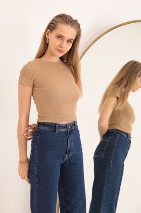 بلوز بژ زنانه ساده Kaktüs Moda - کد 670263375