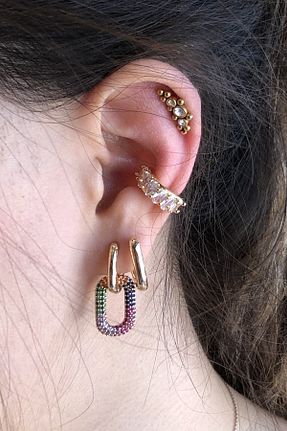 گوشواره غضروفی جواهر طلائی زنانه رودیوم İnci Accessories - کد 88889729