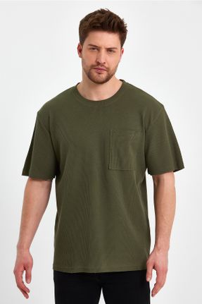 تی شرت خاکی مردانه یقه گرد کد 670770892