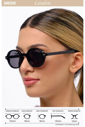عینک آفتابی مشکی زنانه 46 UV400 پلاستیک گرد کد 671002842