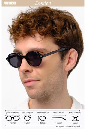 عینک آفتابی مشکی مردانه 46 UV400 پلاستیک گرد کد 671010313