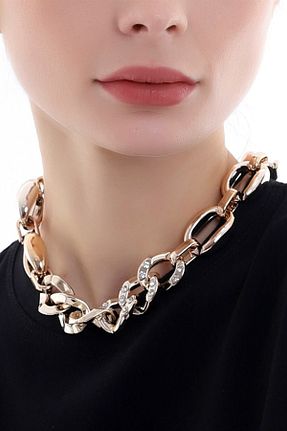 گردنبند استیل ( فولاد ) زرد زنانه فلزی Dreamlike - کد 93948809