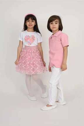 ست بالاتنه و پائین تنه صورتی بچه گانه بافتنی Nacar - کد 672002143
