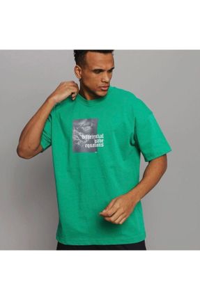 تی شرت سبز مردانه رگولار یقه گرد پنبه (نخی) تکی کد 672355247