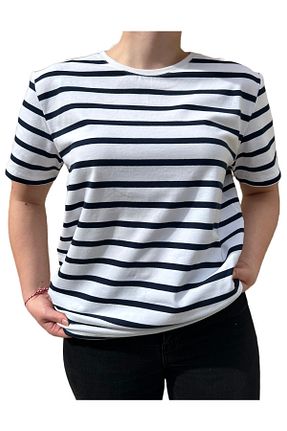 تیشرت سفید زنانه Loose AŞAR TEKSTİL - کد 672421999