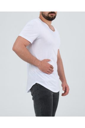 تی شرت سفید مردانه اسلیم فیت یقه خدمه تکی پوشاک ورزشی کد 316040649