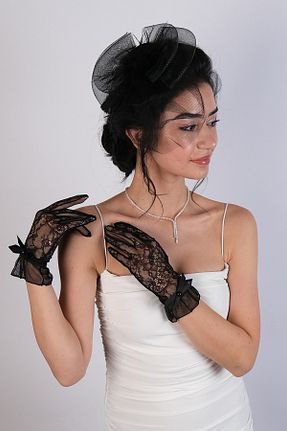 دستکش مشکی زنانه پلی استر Hayalperest boncuk - کد 672570534