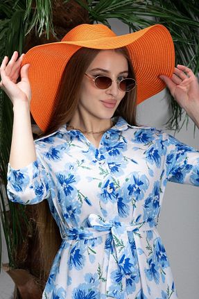 کلاه نارنجی زنانه حصیر SUVE GOLD - کد 672368079