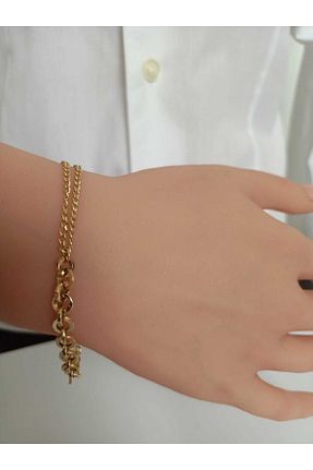 دستبند طلا طلائی زنانه 14 عیار Nisanur Altın - کد 645170535