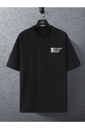 تی شرت مشکی زنانه اورسایز یقه گرد پنبه (نخی) تکی کد 673567770