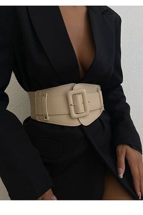 کمربند بژ زنانه چرم مصنوعی lovebox - کد 673447806