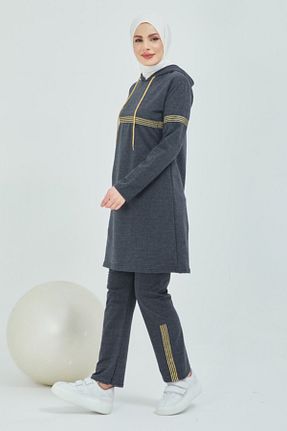 ست گرمکن حجاب طوسی زنانه رگولار BURCU TESETTÜR - کد 70743081