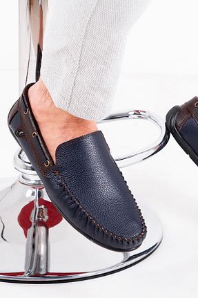 کفش لوفر سرمه ای مردانه چرم مصنوعی zincirport - کد 94384388