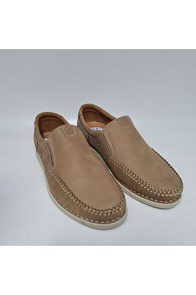 کفش کژوال بژ مردانه چرم خالص KOMCERO - کد 673803640