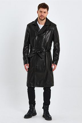 پالتو پشمی مشکی مردانه رگولار nero leather fur - کد 673857514