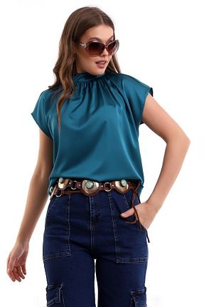 بلوز آبی زنانه ساده GLAMIFY FASHION - کد 262036322