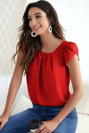 بلوز قرمز زنانه ساده GLAMIFY FASHION - کد 376462589
