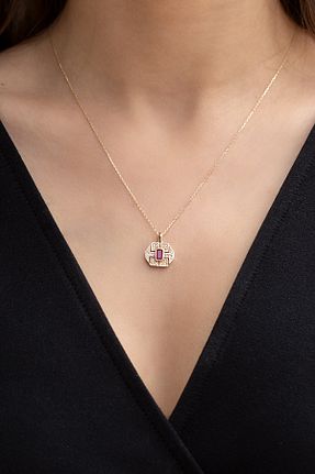 گردنبند طلا سبز زنانه 14 عیار Cenova Jewelry - کد 674314882