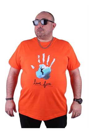 تیشرت سایز بزرگ نارنجی مردانه T-Shirt MocGrande - کد 674748437