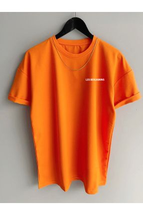 تی شرت نارنجی زنانه اورسایز یقه گرد پنبه - پلی استر کد 662528851