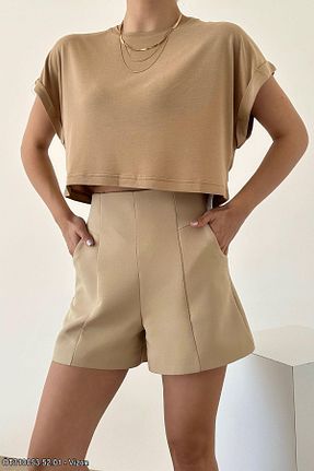 شلوارک و برمودا قهوه ای زنانه رگولار asudincer boutique - کد 673734370