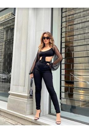 ست بالاتنه و پائین تنه مشکی زنانه بافتنی MERC - کد 673906947