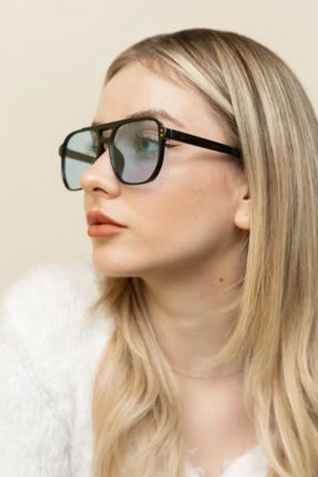 عینک آفتابی مشکی زنانه 53 UV400 استخوان سایه روشن مستطیل کد 673950414
