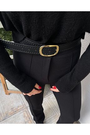 کمربند مشکی زنانه چرم مصنوعی Tina - کد 650930996