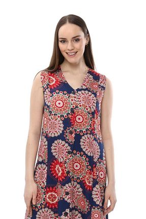 لباس سایز بزرگ سرمه ای زنانه مخلوط ویسکون LİKAPA - کد 674088490
