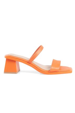 دمپائی نارنجی زنانه چرم خالص NOVEMBER SHOES - کد 674918719
