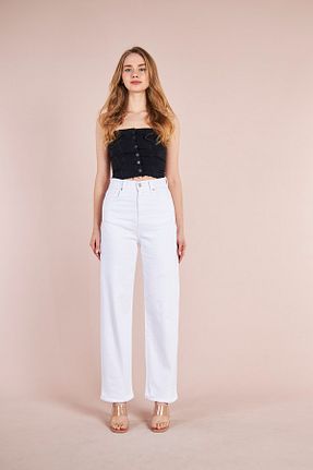 شلوار جین سفید زنانه رگولار CRC JEANS - کد 675110712