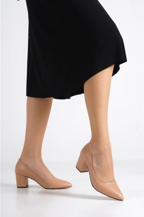 کفش مجلسی بژ زنانه پاشنه متوسط ( 5 - 9 cm ) پاشنه ضخیم چرم مصنوعی کد 675259156