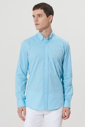 پیراهن فیروزه ای مردانه اسلیم فیت Altınyıldız Classics - کد 675068383