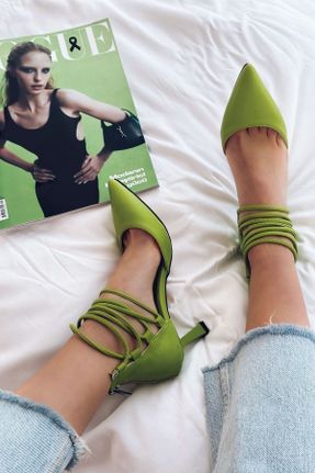 کفش استایلتو سبز پاشنه نازک پاشنه متوسط ( 5 - 9 cm ) کد 675130742