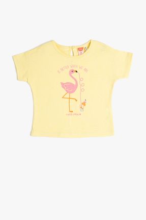 تی شرت زرد بچه گانه یقه گرد رگولار تکی کد 655813207