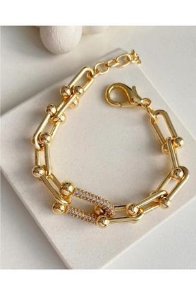 دستبند استیل (فولاد) طلائی زنانه استیل (فولاد) Yıldız Gold İmitasyon - کد 675771219