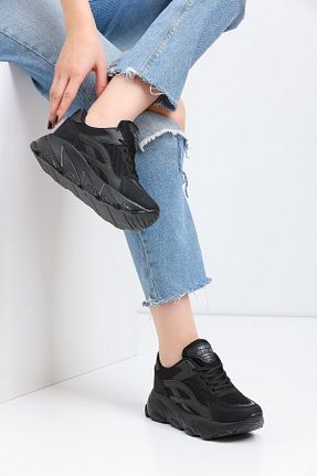 کفش اسنیکر مشکی زنانه بند دار NAVİSHOES - کد 674981068