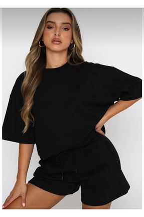 ست بالاتنه و پائین تنه مشکی زنانه بافتنی AFROGİYİM - کد 675041301