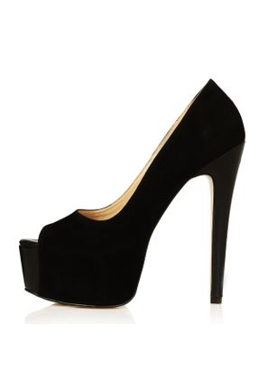 کفش پاشنه بلند کلاسیک مشکی زنانه چرم طبیعی پاشنه پلت فرم پاشنه بلند ( +10 cm) کد 675827582
