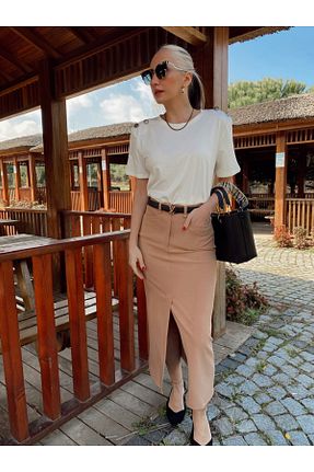 دامن قهوه ای زنانه پارچه Glamorous For All - کد 676234384
