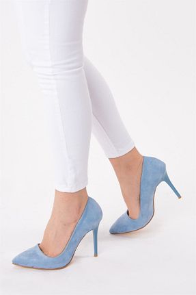 کفش پاشنه بلند کلاسیک آبی زنانه جیر Fox Shoes - کد 2683821