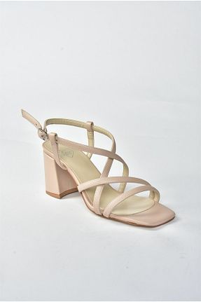 صندل بژ زنانه پاشنه ضخیم Fox Shoes - کد 6538950