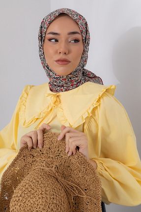 روسری زرشکی 90 x 90 طرح گلدار کد 663873482