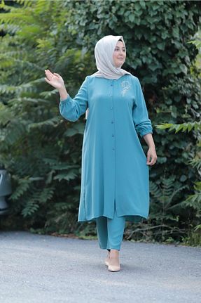 ست بالاتنه و پائین تنه حجاب سبز زنانه Asimetrik Zey&Ka Butik - کد 346208519