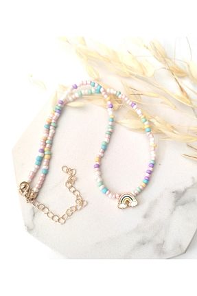 گردنبند جواهر رنگی زنانه پوشش لاکی HALHALMILL - کد 678314522