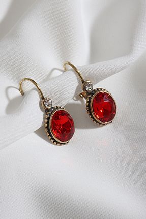 گوشواره جواهر قرمز زیرکن Süspüs Accessories - کد 678317406
